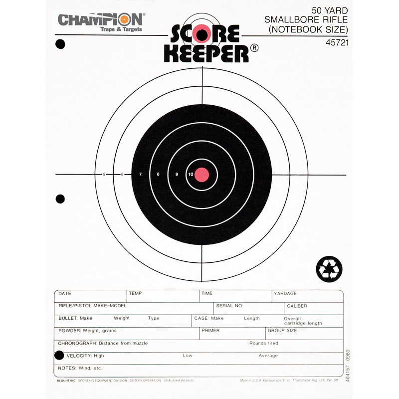 Champion Scorekeeper Paper Precision Fluorescent Orange Bull 50-Yard Small Bore Rifle Notebook Target