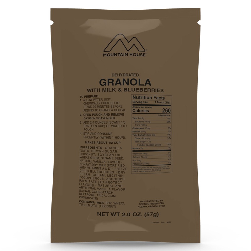 Mountain House Granola with Milk & Blueberries - Military