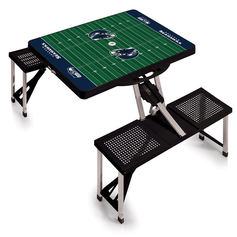 Seattle Seahawks Football Field - Picnic Table Portable Folding Table with Seats