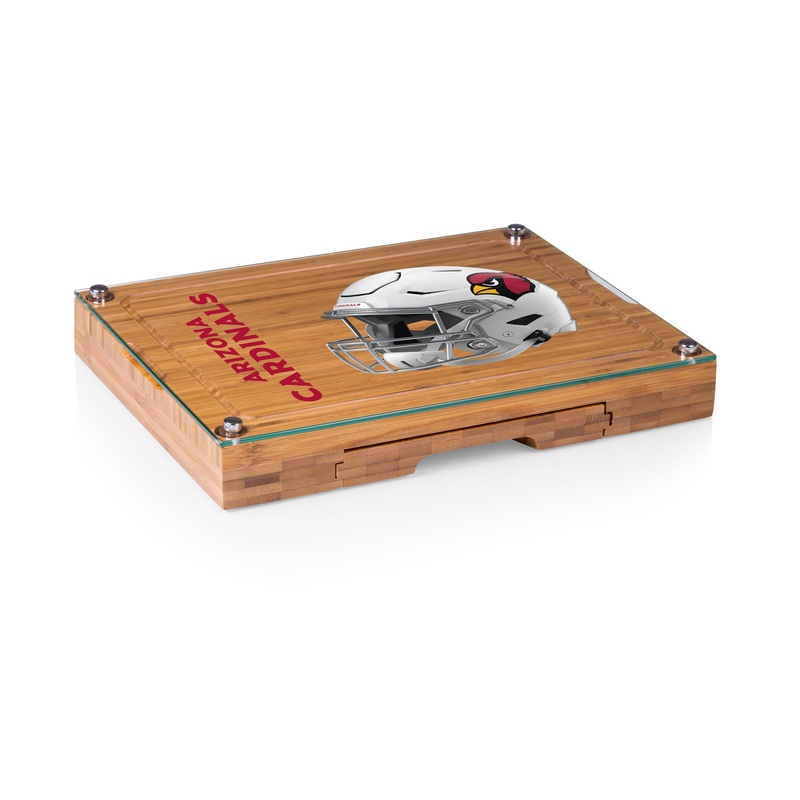 Arizona Cardinals - Concerto Glass Top Cheese Cutting Board & Tools Set
