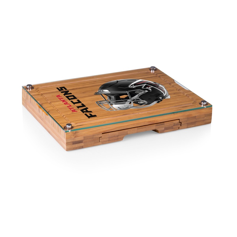 Atlanta Falcons - Concerto Glass Top Cheese Cutting Board & Tools Set