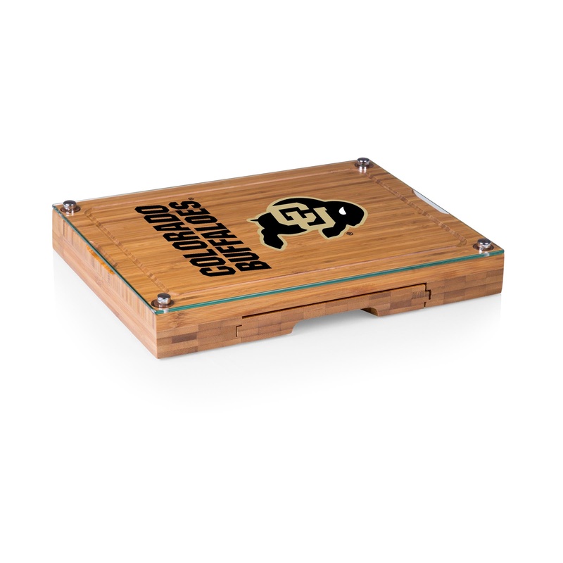 Colorado Buffaloes - Concerto Glass Top Cheese Cutting Board & Tools Set