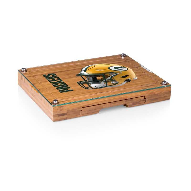 Green Bay Packers - Concerto Glass Top Cheese Cutting Board & Tools Set