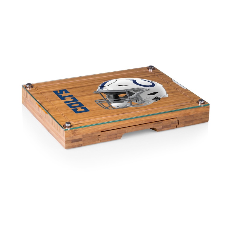 Indianapolis Colts - Concerto Glass Top Cheese Cutting Board & Tools Set