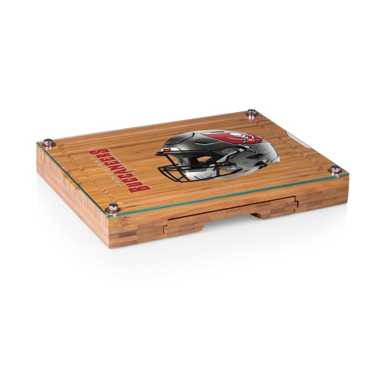 Tampa Bay Buccaneers - Concerto Glass Top Cheese Cutting Board & Tools Set