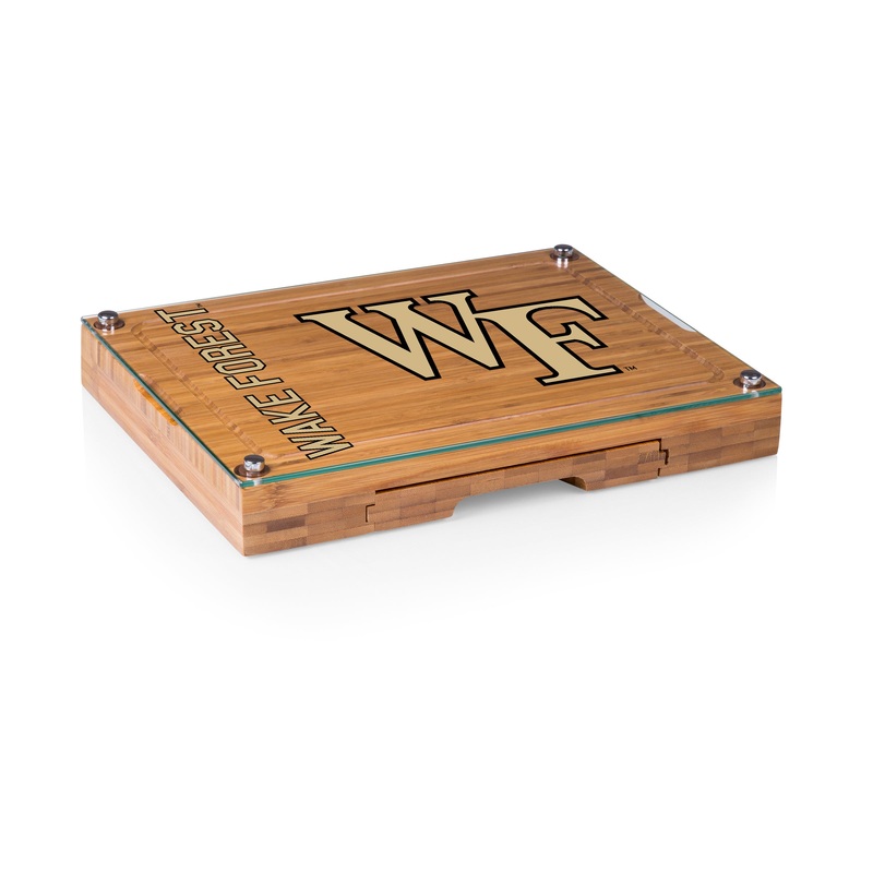 Wake Forest Demon Deacons - Concerto Glass Top Cheese Cutting Board & Tools Set