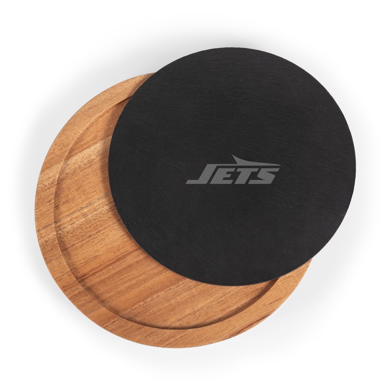 New York Jets - Insignia Acacia and Slate Serving Board with Cheese Tools