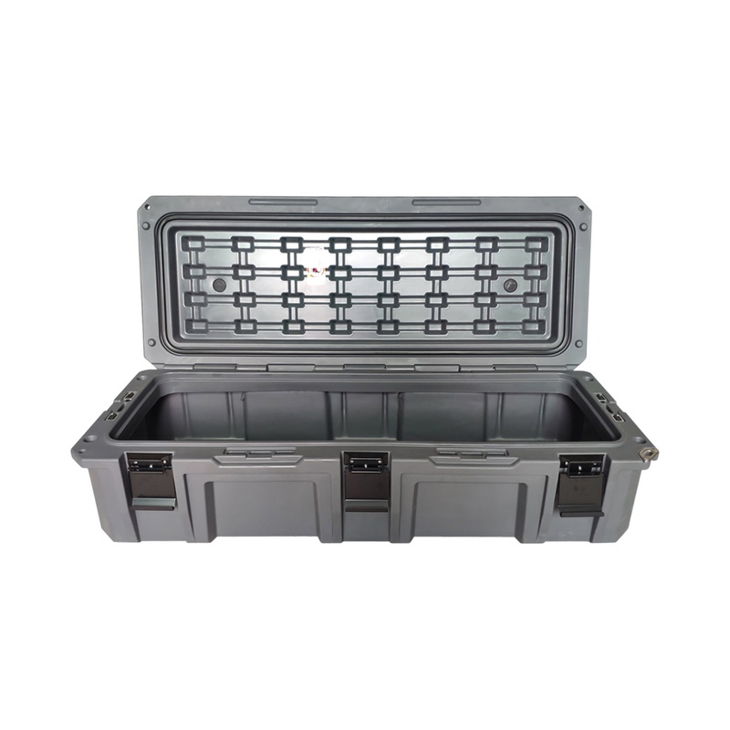 D.B.S.  - Dark Grey 117 QT Dry Box with Wheels, Drain, and Bottle Opener