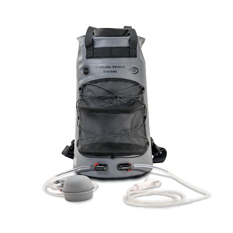 Portable Camp Shower 23 QT, Foot Pump, Knozzle & Accessories