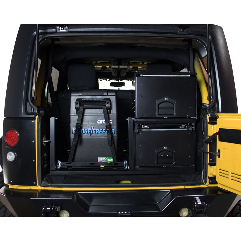 Cargo Box With Slide Out Drawer & Working Station - Black Powder Coat
