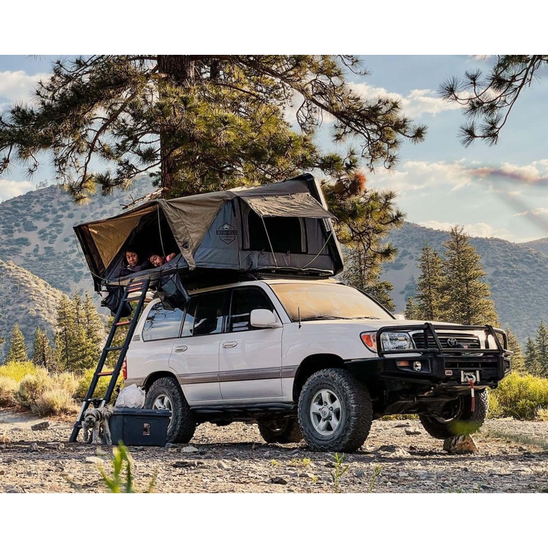 HD Bushveld 4 - Cantilever Hard Shell Roof Top Tent4 Person, Grey Body & Green Rainfly