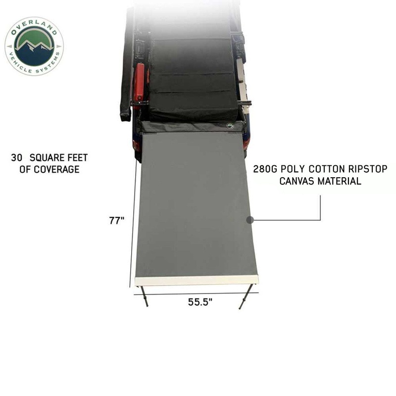 HD Nomadic 1.3 - Awning, 4.5' Long, Grey Body, Green Trim & Black Travel Cover