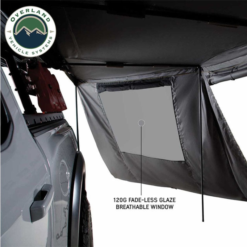 HD Nomadic 180 - Awning Wall W/Door & Windows, Universal, Grey Body, Green Trim W/Storage Bag