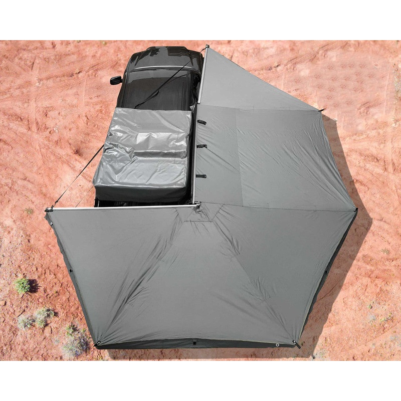 HD Nomadic 270 - Awning, Passenger Side, Grey Body, Green Trim & Black Travel Cover