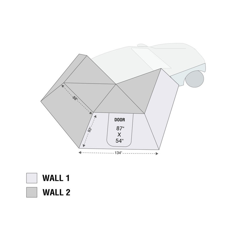 HD Nomadic 270 LT - Awning Wall 1, Passenger Side, Grey Body, Green Trim W/Storage Bag