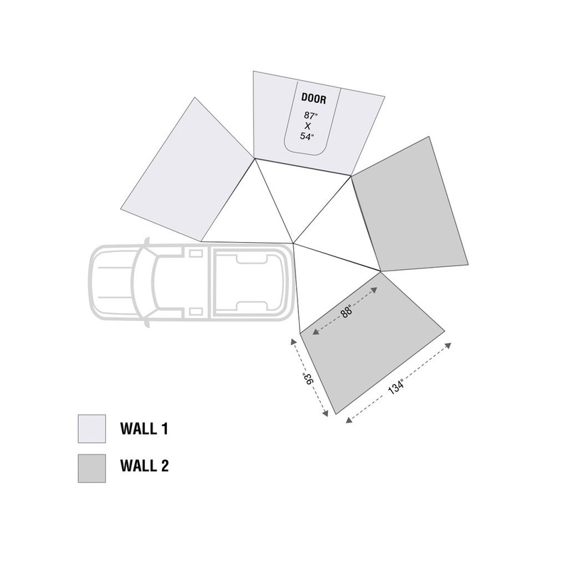 HD Nomadic 270 LT - Awning Wall 2, Passenger Side, Grey Body, Green Trim W/Storage Bag