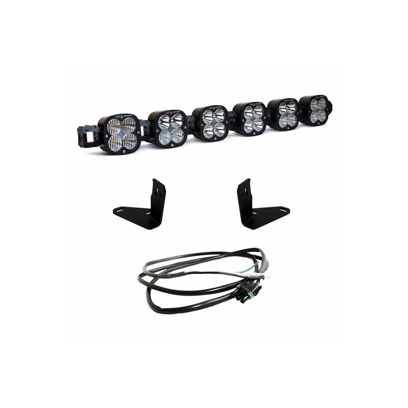 2021+ Ford Bronco Baja Designs 6 XL Series Linkable Bumper Light Bar Kit w/ Upfitter, Fits OE Steel Bumper
