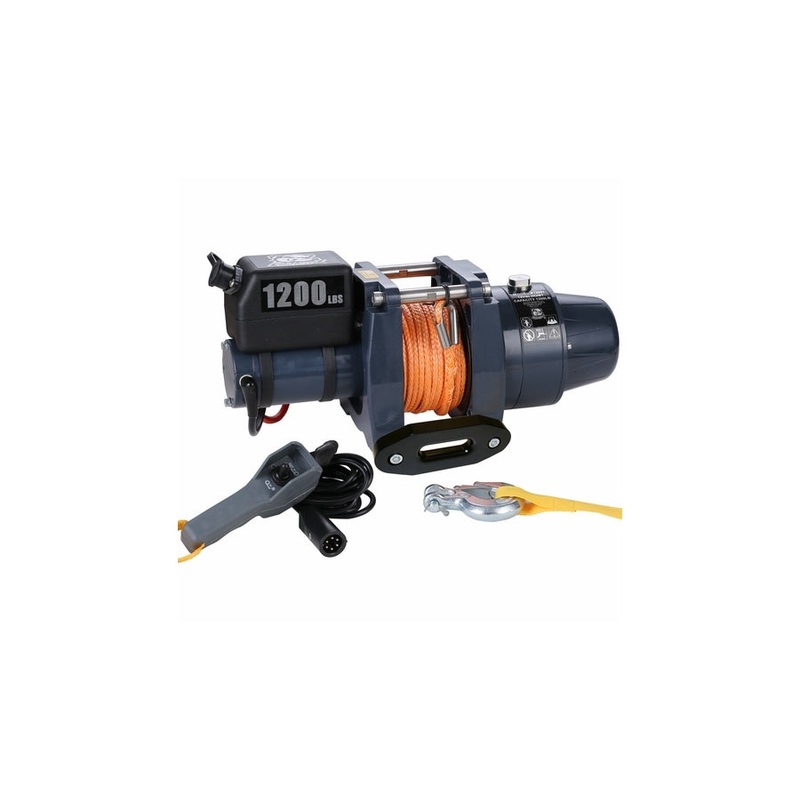 Bulldog Winch Hoist 12vDC Synthetic Rope - 1200 LB