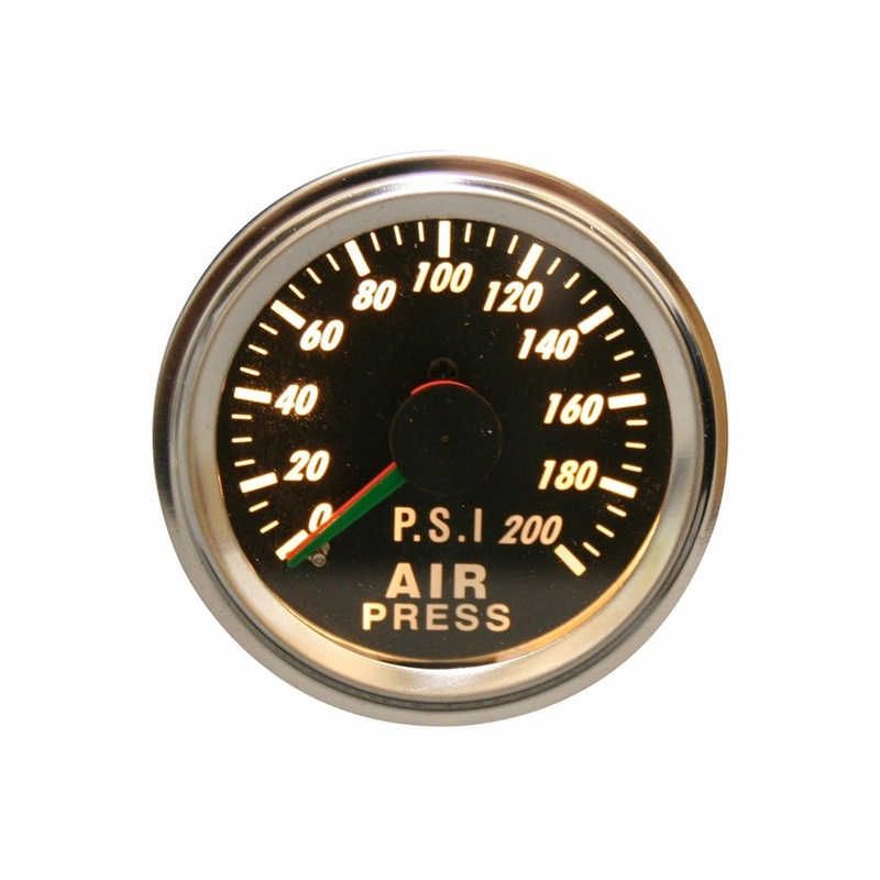 Bulldog Winch Dual Air Pressure Gauge 2.0in, Mechanical, 0-200psi