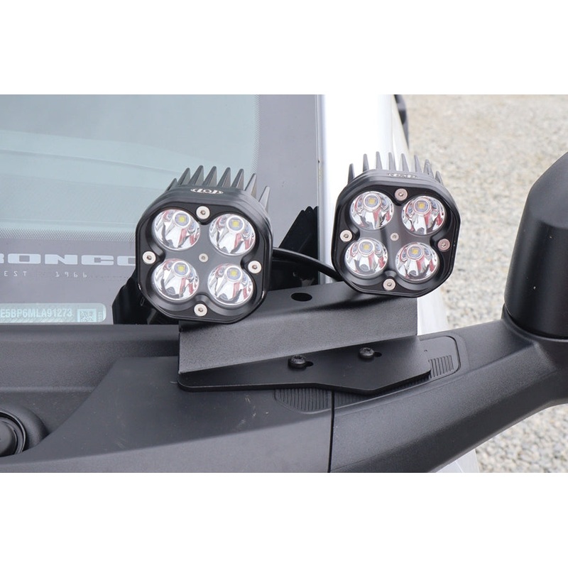 2021+ Ford Bronco LOD Offroad Black Ops Double A-Pillar Base Light Mount, Black