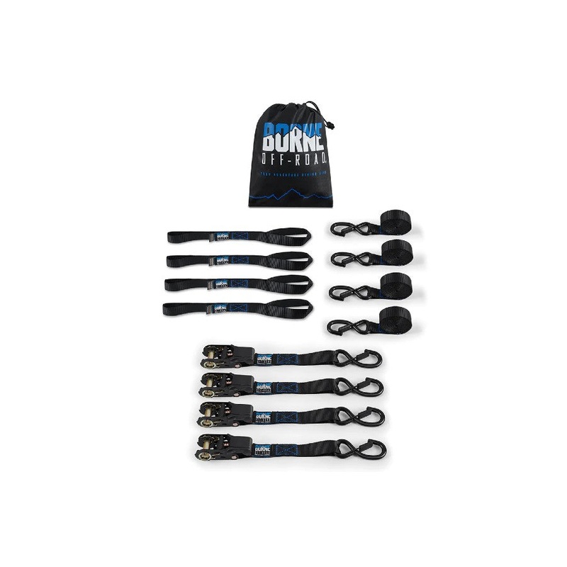 Borne Off-Road Medium-Duty Ratchet Tie-Down Kit (4-Pack), Black
