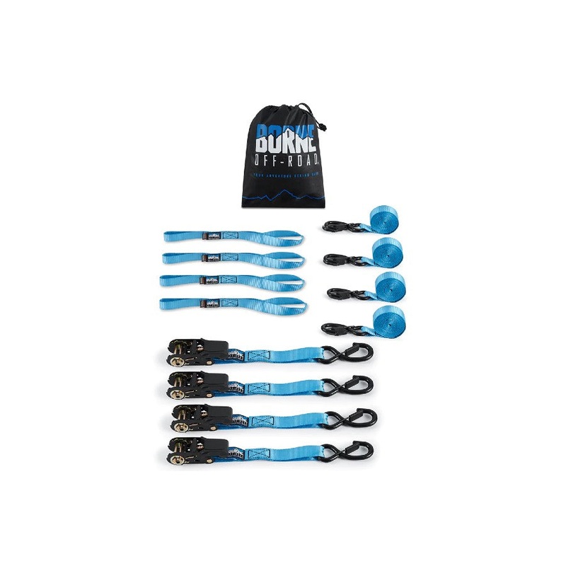 Borne Off-Road Medium-Duty Ratchet Tie-Down Kit (4-Pack), Blue