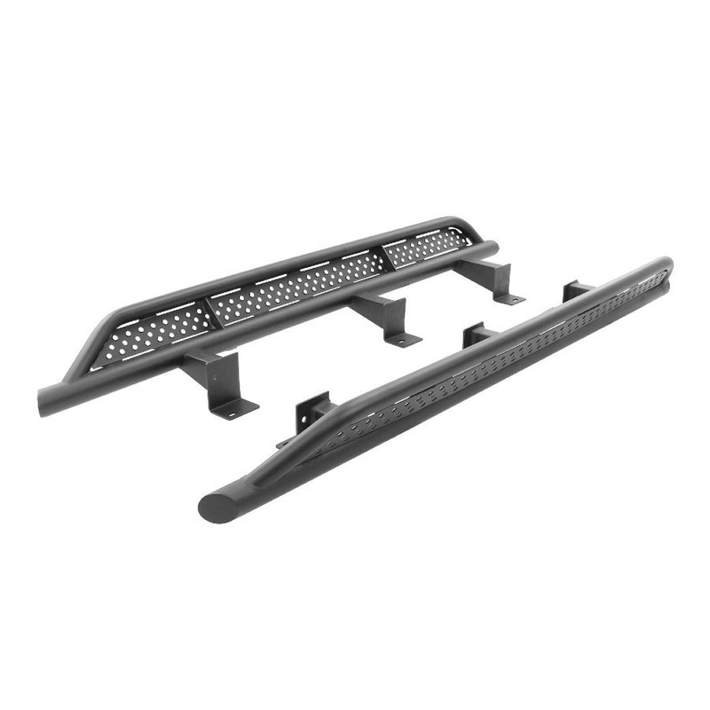2021+ Ford Bronco 4-Door Go Rhino Dominator Frame Mounted Rock Sliders - Black Powder Coat