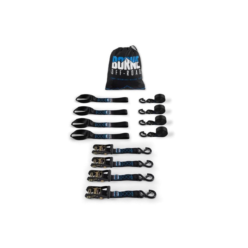 Borne Off Road Heavy-Duty Ratchet Tie-Down Kit - 4-Pack - Black