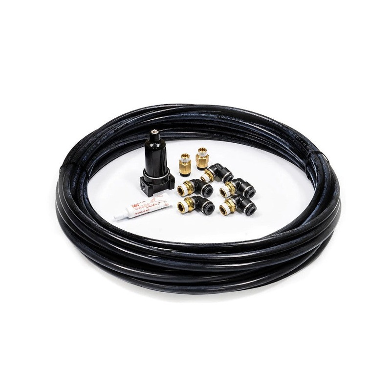 AccuAir Suspension 3/8in Dot/Ptc Fitting Kit, 50ft Airline, 3/8in NPT For Air Springs, Aluminum Filter/Trap