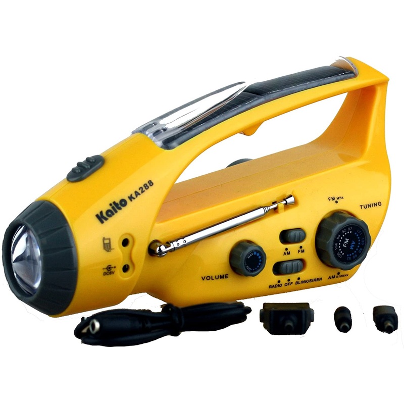 Kaito KA288 Solar Powererd + Wind-up Flashlight with AM/FM Radio