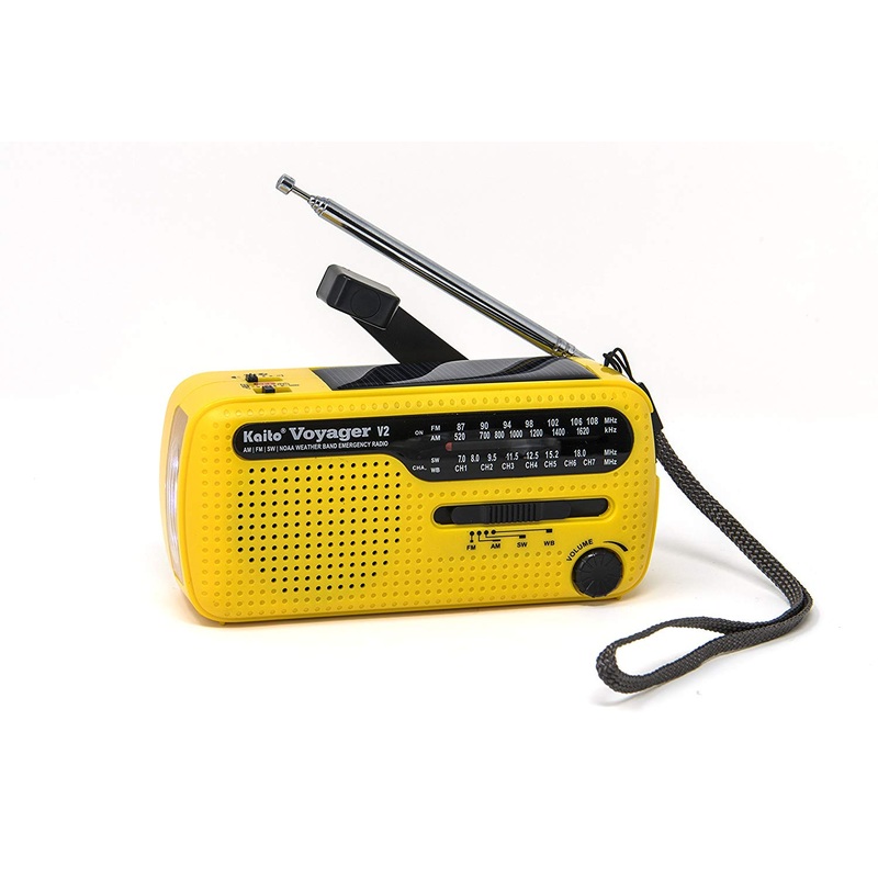 Kaito Voyager 2 Portable Solar/Hand Crank AM/FM, Shortwave & NOAA Weather Emergency Radio with USB Cell Phone Charger & LED Flashlight