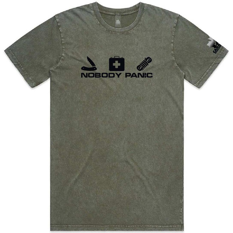 Men's "Nobody Panic" T-Shirt | Stone Wash