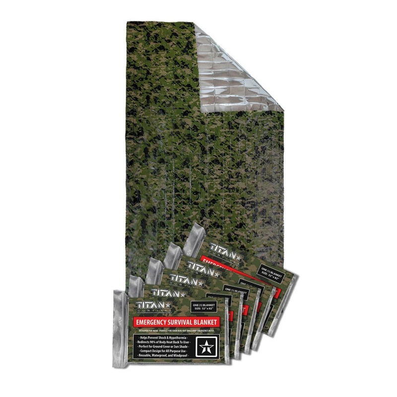 Titan XL Emergency Survival Blanket  (70X90)- Woodland Camo | Pack of 5