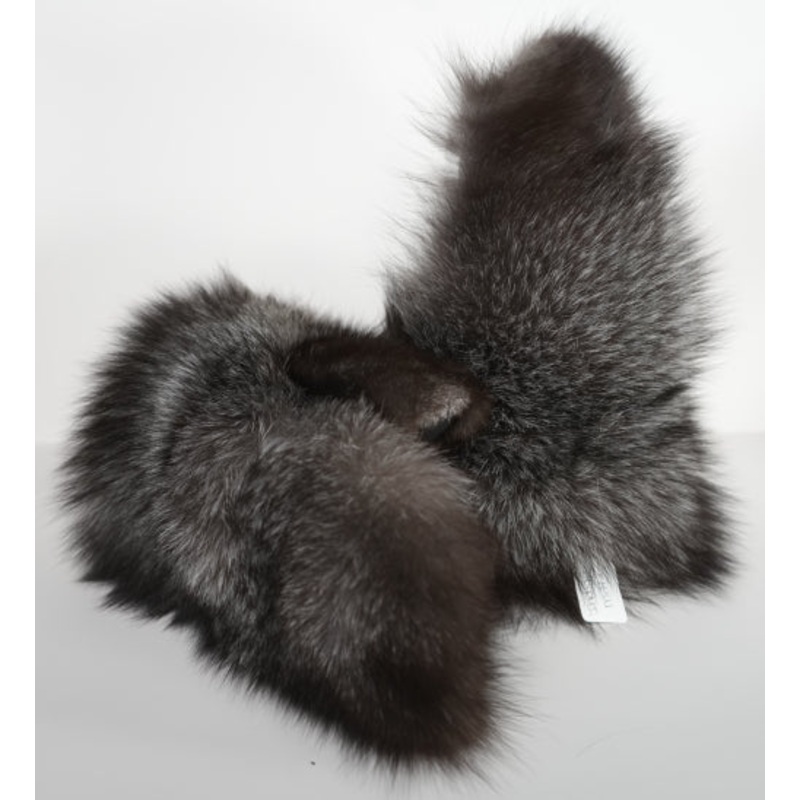 Women's Indigo Fox Fur Mitts