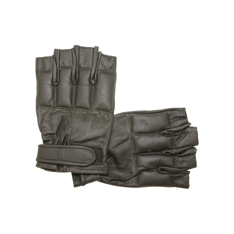 Mil-Tec Black Leather Fingerless Gloves