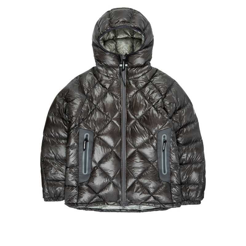 and wander Diamond Stitch Down Hoodie - Gray