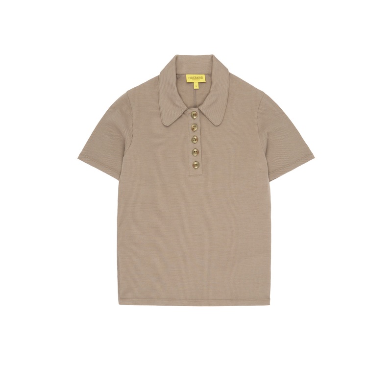 Women's Hikerkind Merino Ribbed Polo 01 - Morel