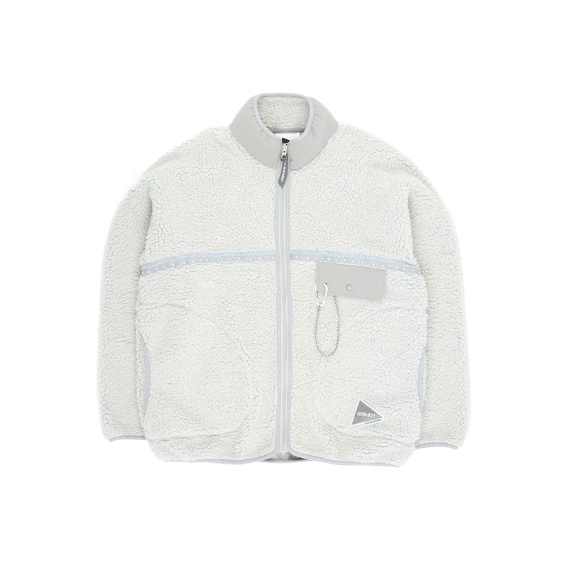 Gramicci x And Wander JQ Tape Fleece Jacket - Light Gray