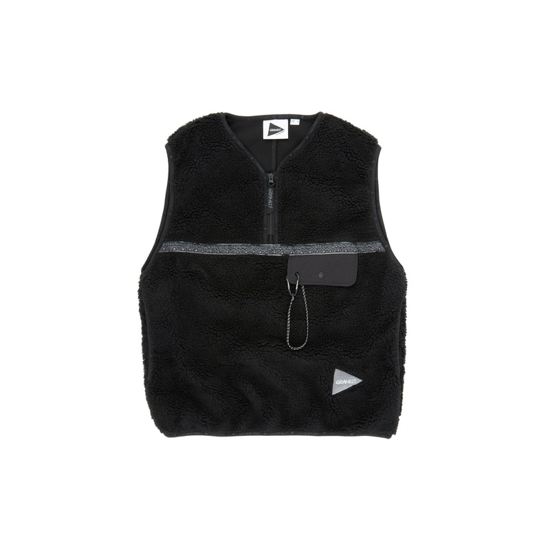 Gramicci x And Wander JQ Tape Fleece Vest - Black