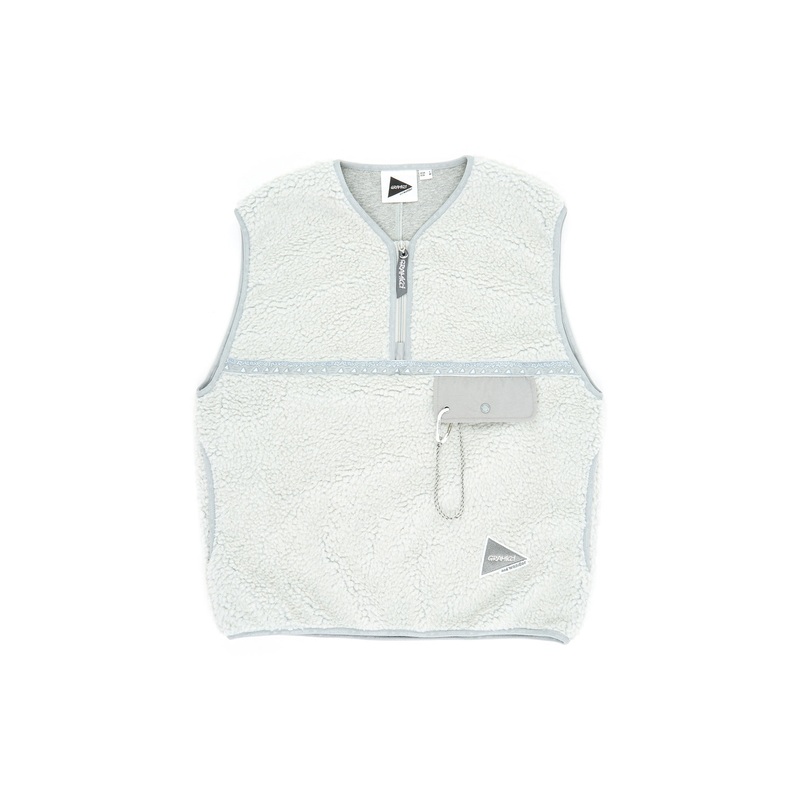 Gramicci x And Wander JQ Tape Fleece Vest - Light Gray