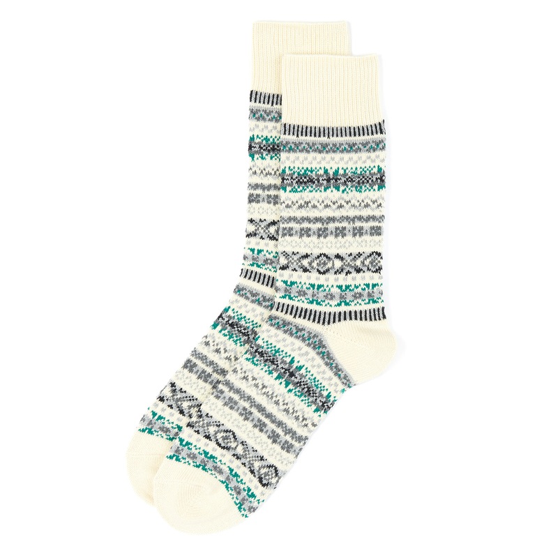 ROTOTO Jacquard Fairisle Crew Socks - Ivory