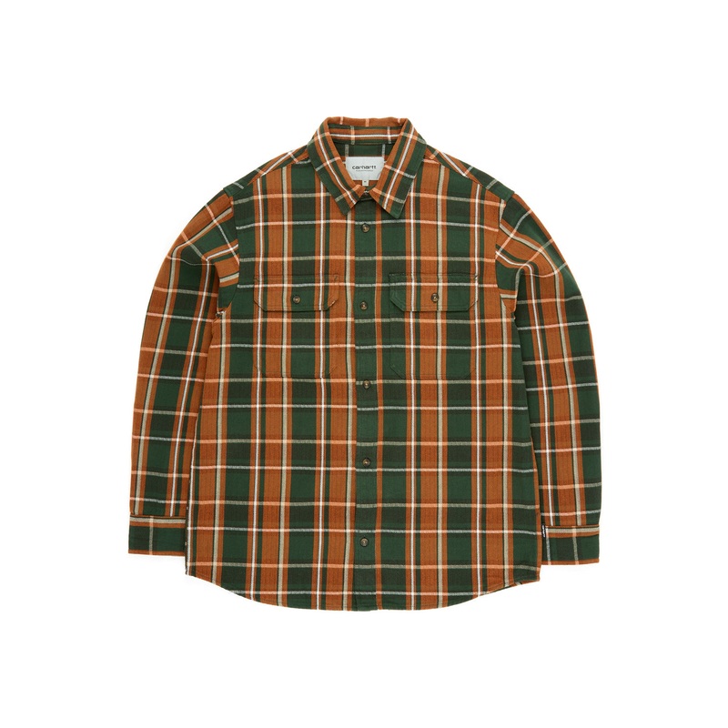 Carhartt WIP Men's Long Sleeve Hobart Shirt - Hobart Check, Sycamore Tree
