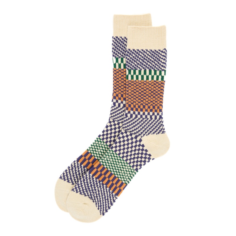 ROTOTO Check and Step Socks - Blueberry