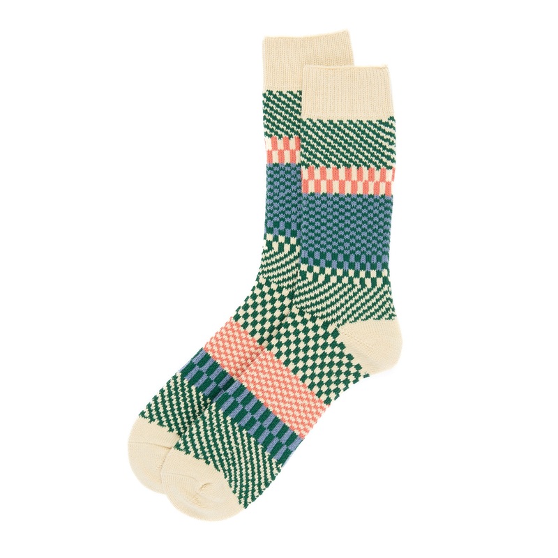 ROTOTO Check and Step Socks - Green