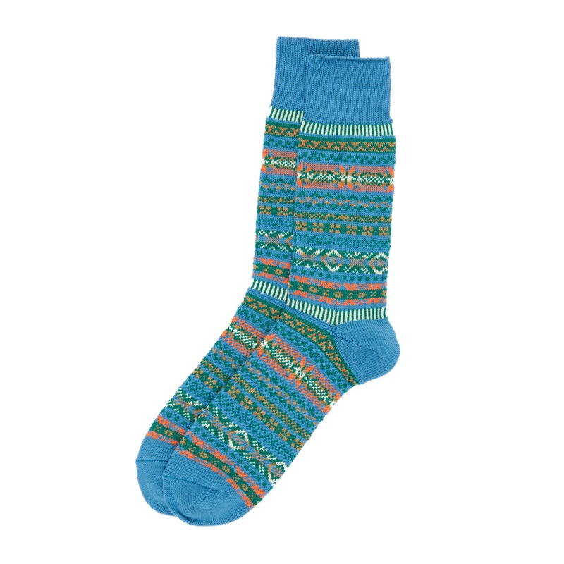 ROTOTO Fairisle Jacquard Crew Socks - Blueberry
