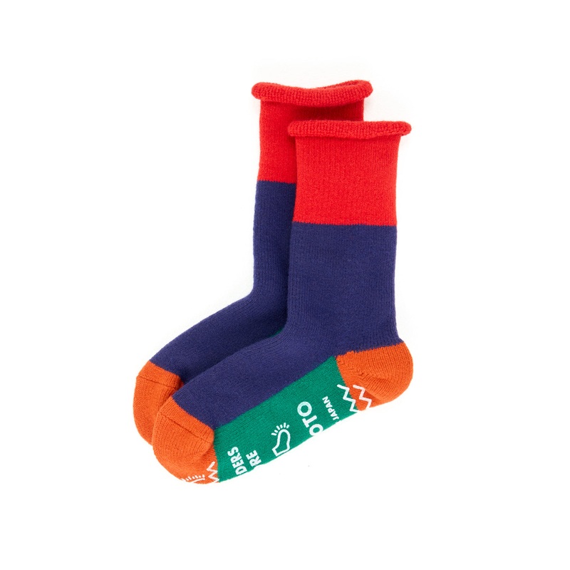 ROTOTO x Outsiders Pile Room Multi Socks - Red / Navy Blue