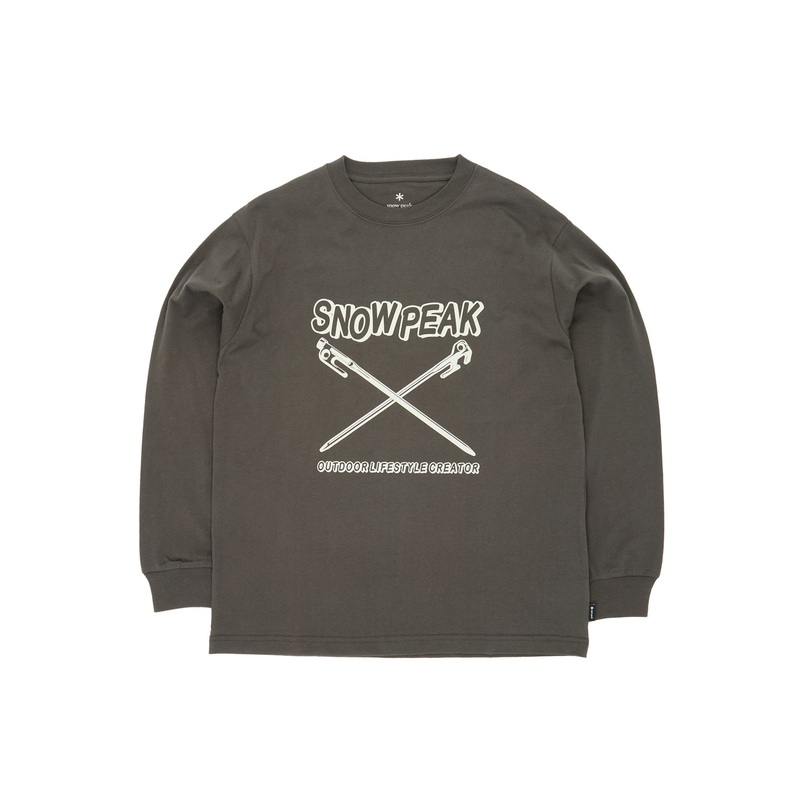 Snow Peak Solid & Delta Stake Long Sleeve T-Shirt - Charcoal