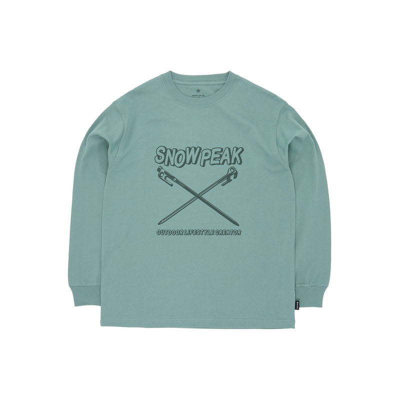 Snow Peak Solid & Delta Stake Long Sleeve T-Shirt - Foliage