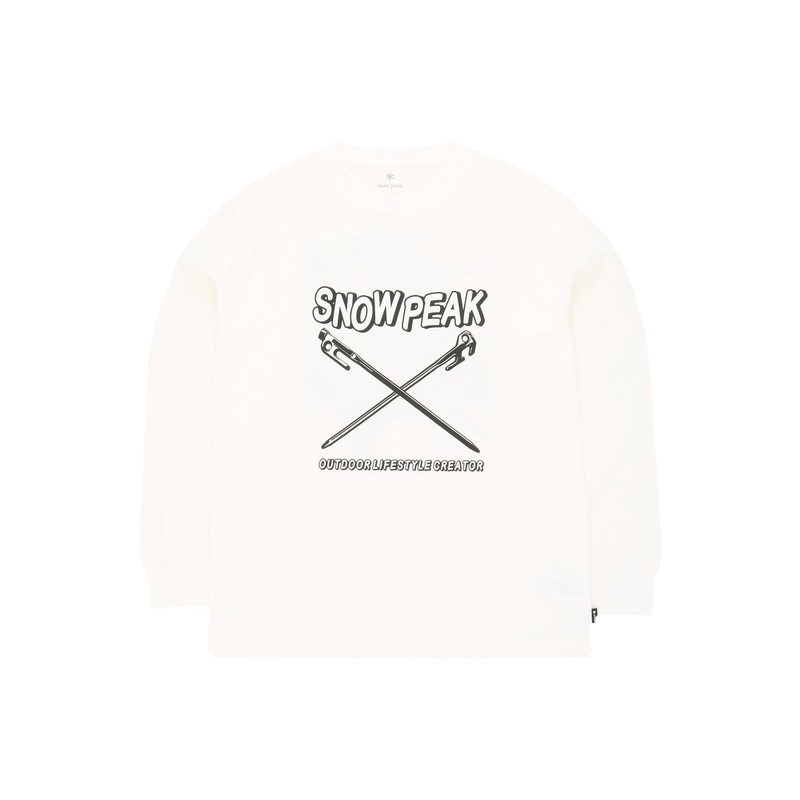 Snow Peak Solid & Delta Stake Long Sleeve T-Shirt - Off White