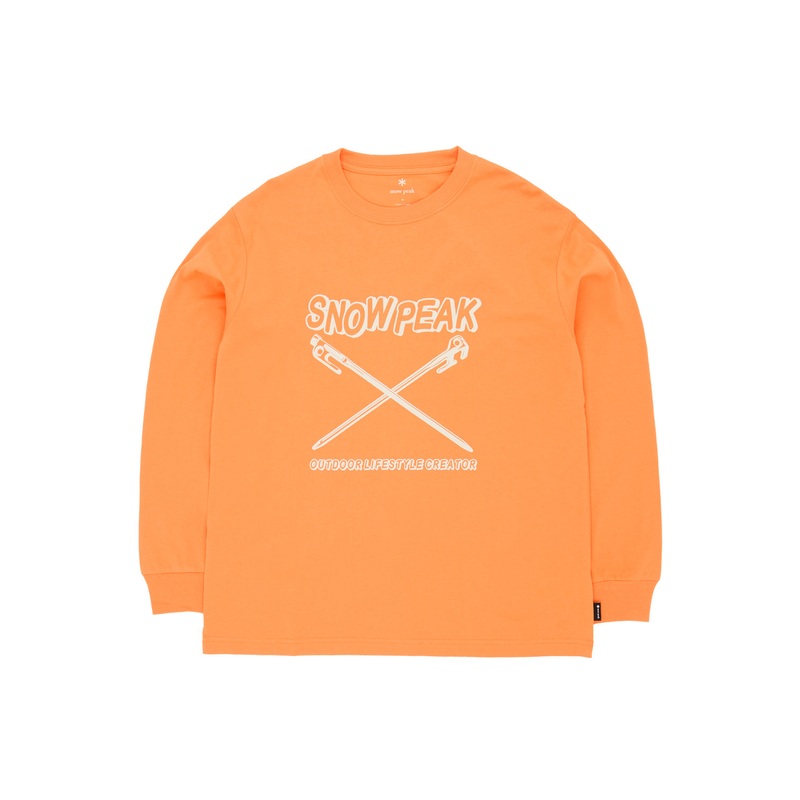 Snow Peak Solid & Delta Stake Long Sleeve T-Shirt - Orange
